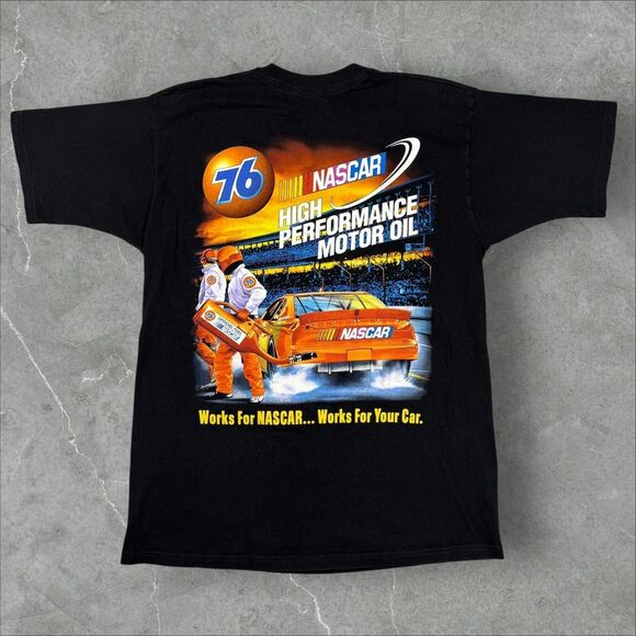 VTG Y2K NASCAR 76 Motor Oil Racing Double Sided Graphic Print T Shirt - XL - Picture 3 of 7